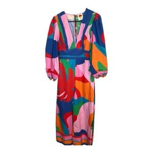 FARM Rio Multicolor Long Sleeve Wide Leg Cotton Jumpsuit